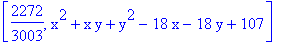 [2272/3003, x^2+x*y+y^2-18*x-18*y+107]